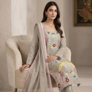 Golden shimmer unstitched suit for women