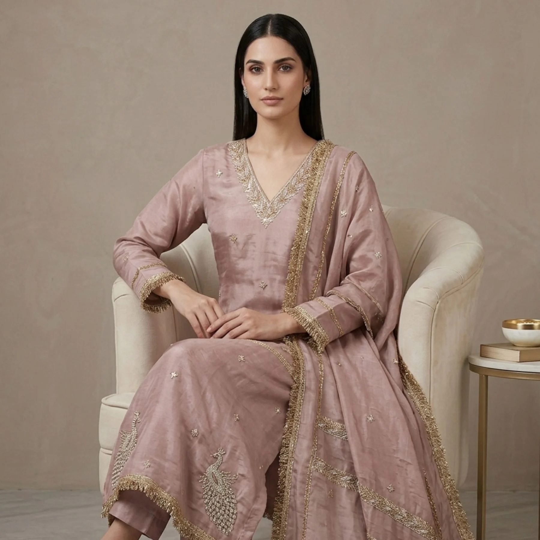 Dabka embroidered unstitched suit for women