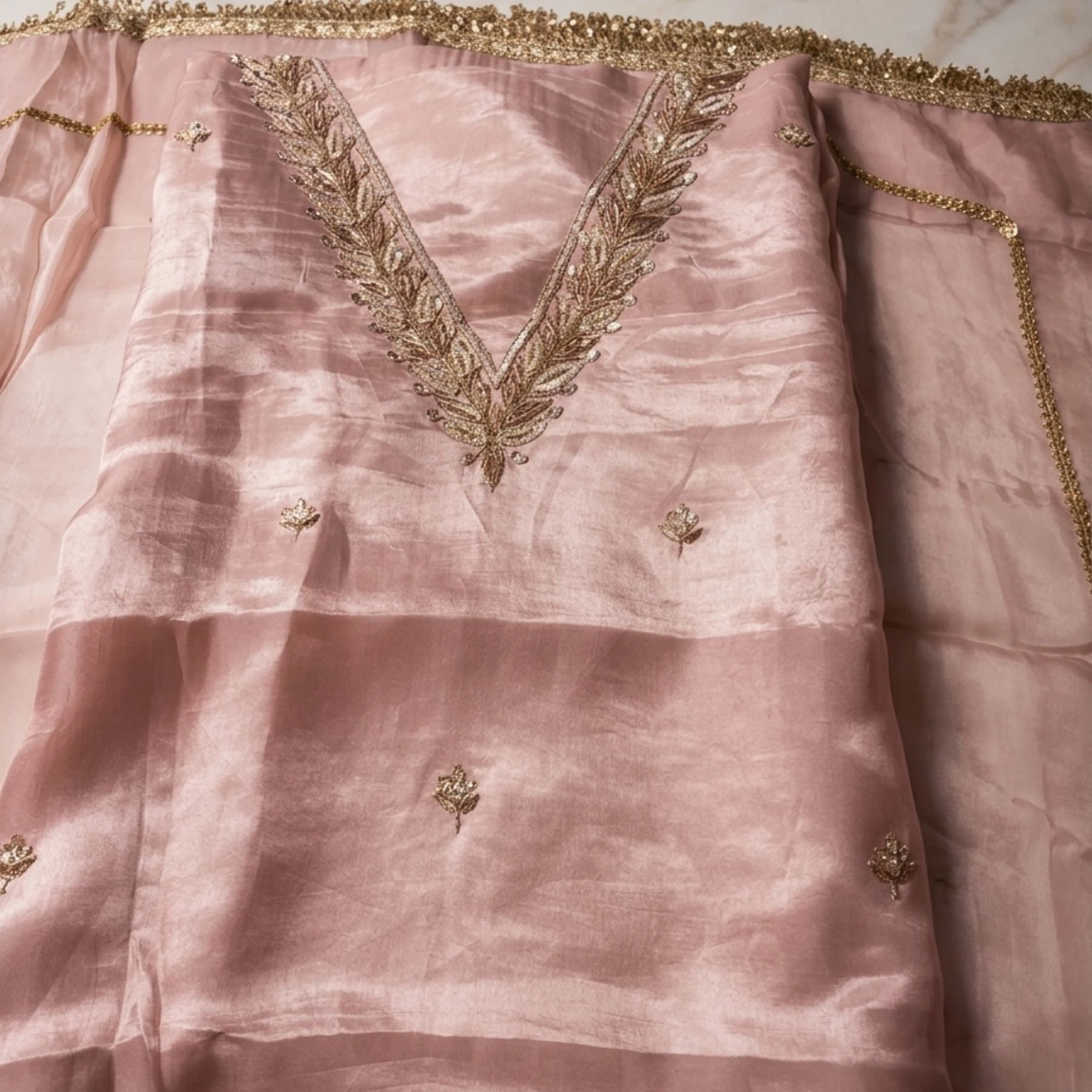 Dabka embroidered unstitched suit for women