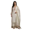 Off white organza unstitched suit for women