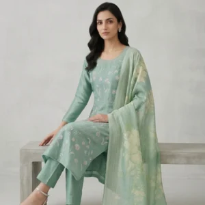 Pure organza unstitched suit for women