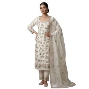 White organza unstitched suit for women