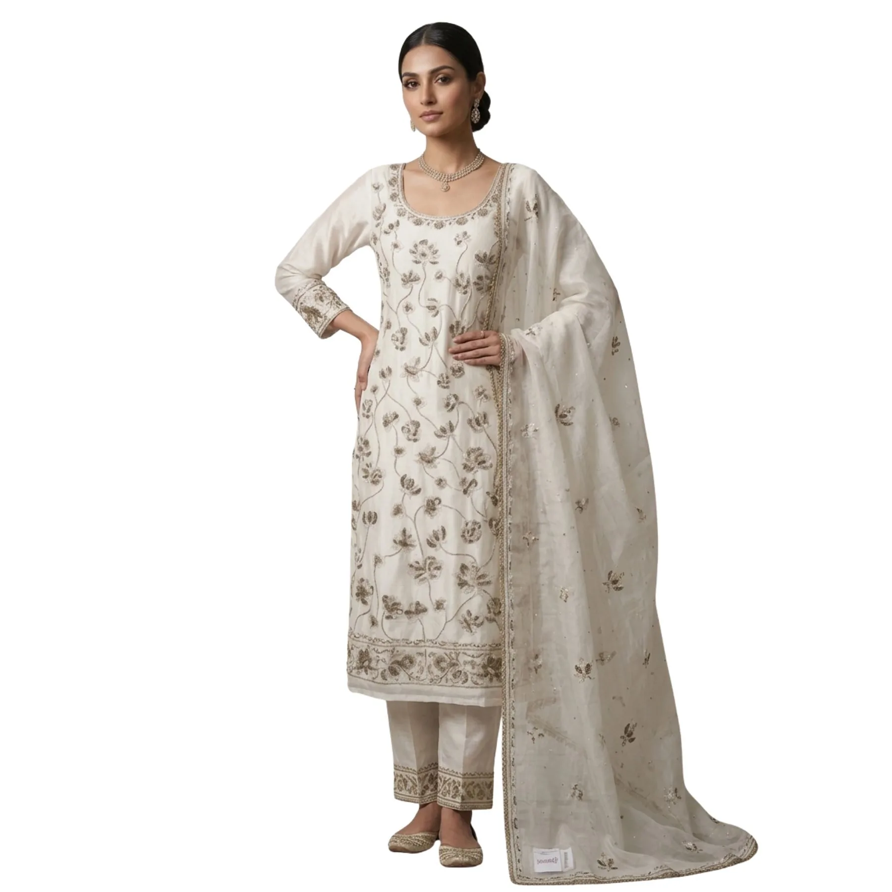 White organza unstitched suit for women
