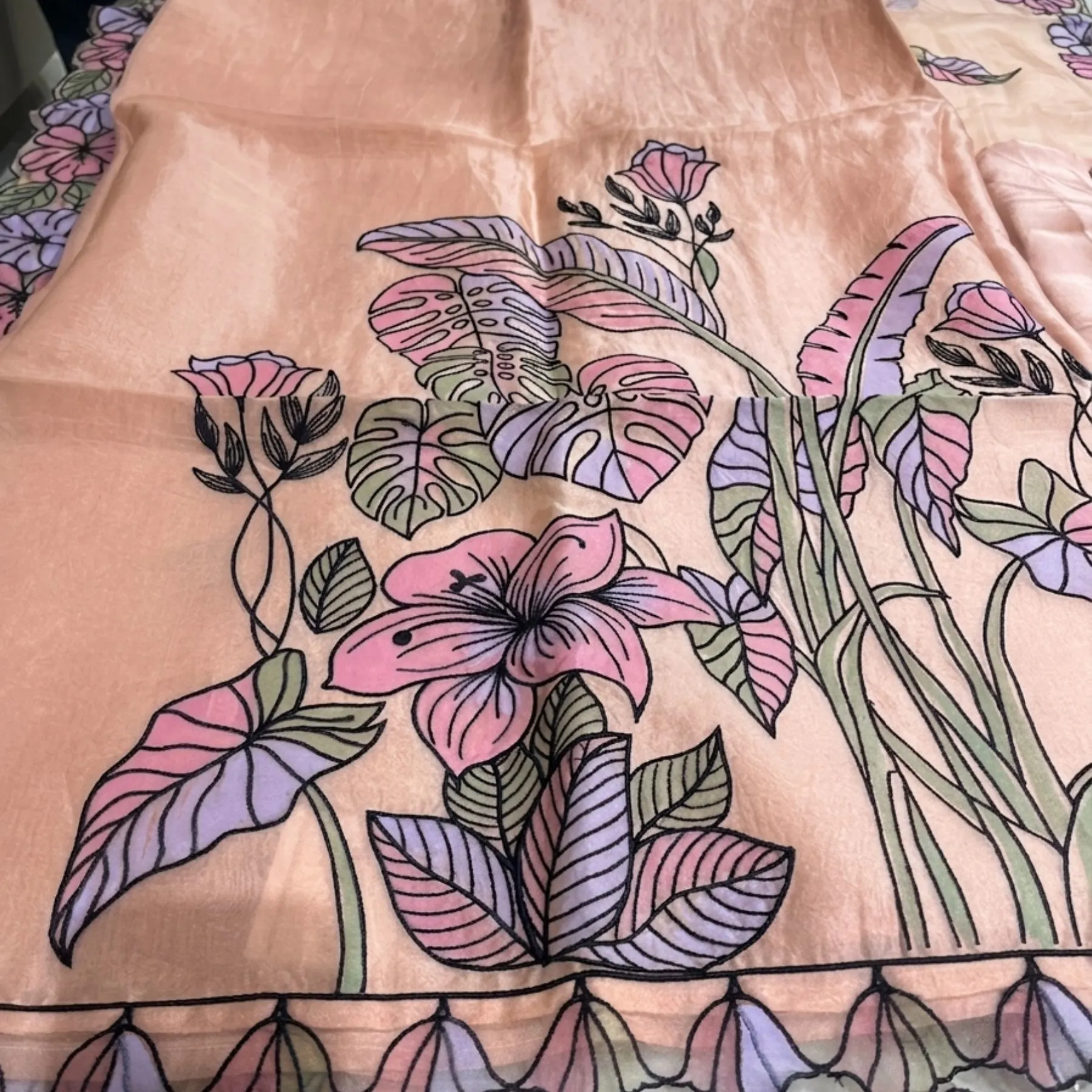 Organza embroidered unstitched suit for women