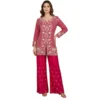 Woman wearing pure organza pearl work 3 piece co-ord set