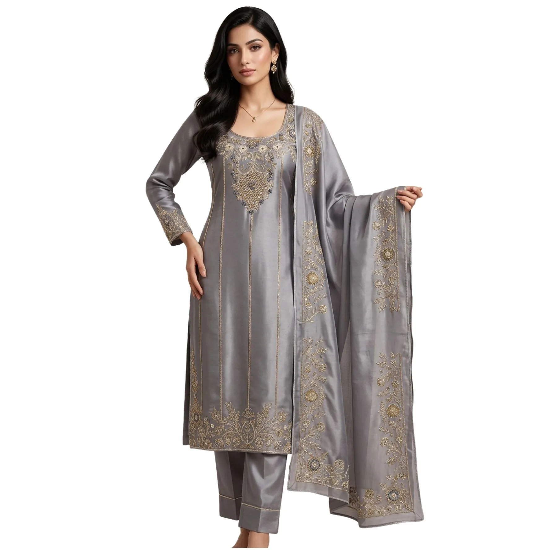 Tabby silk unstitched suit for women