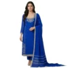 Royal blue crepe unstitched suit for women