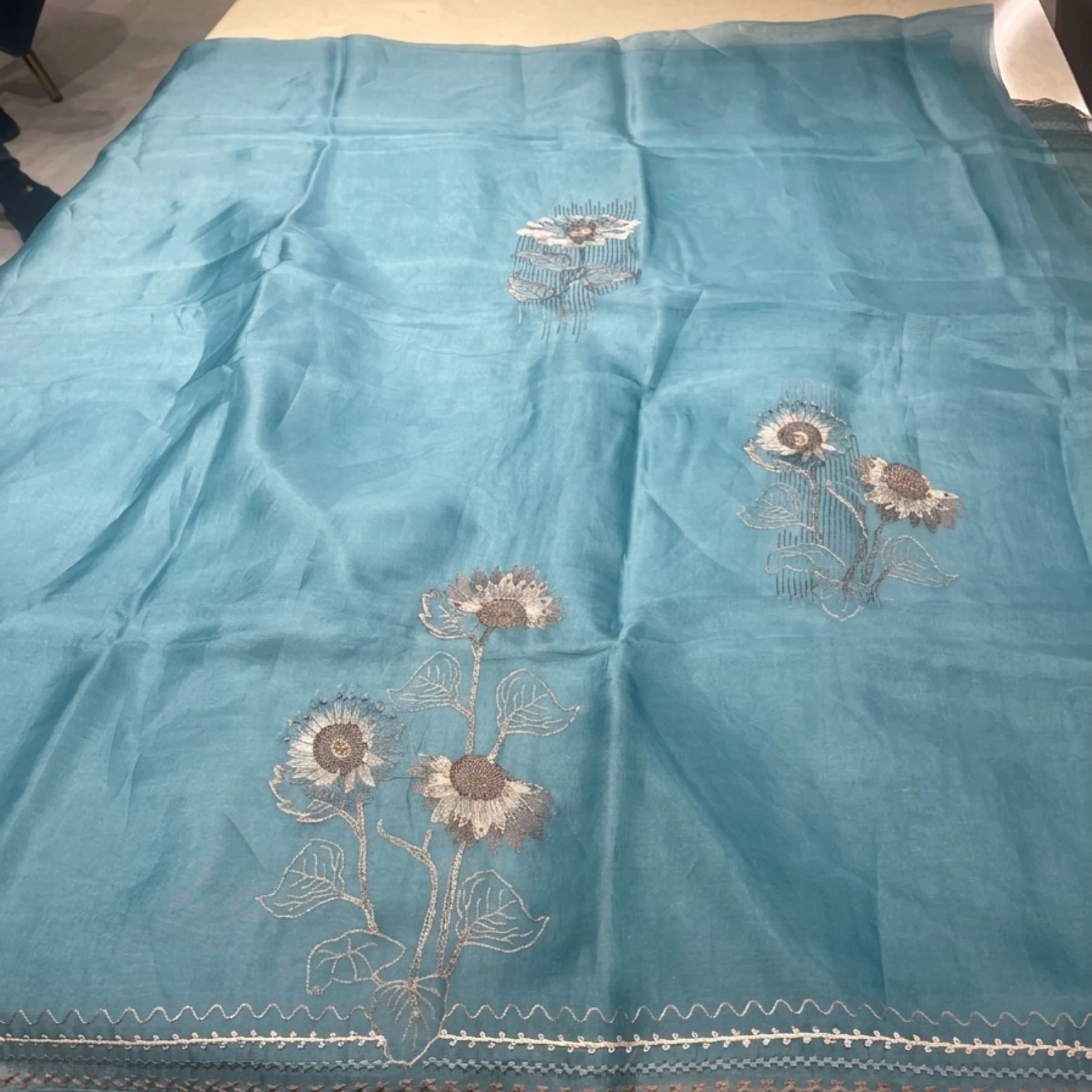 Pure organza unstitched suit for women