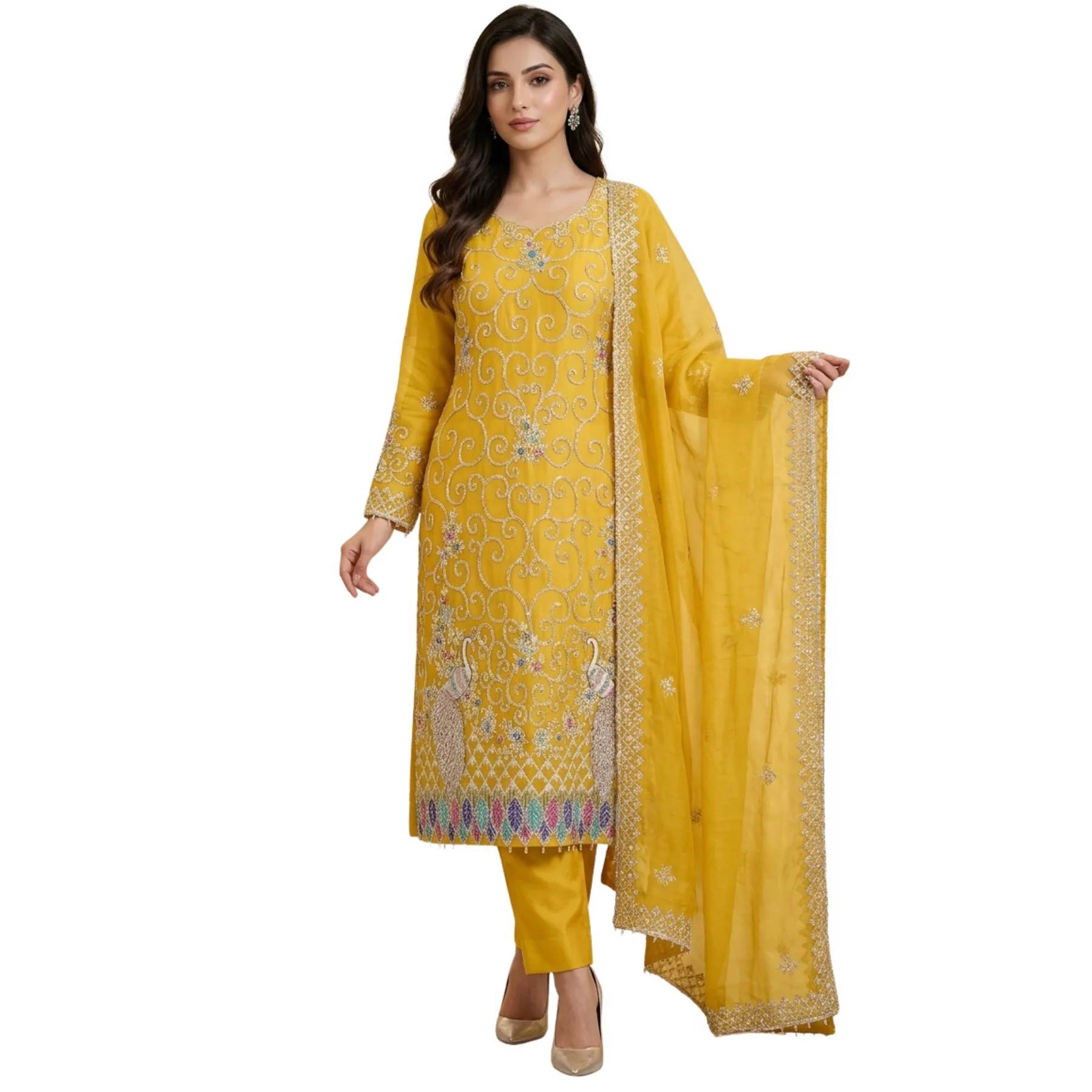 Silk georgette unstitched suit for women