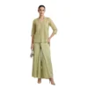 Woman wearing sage green soft organza embroidered co-ord set