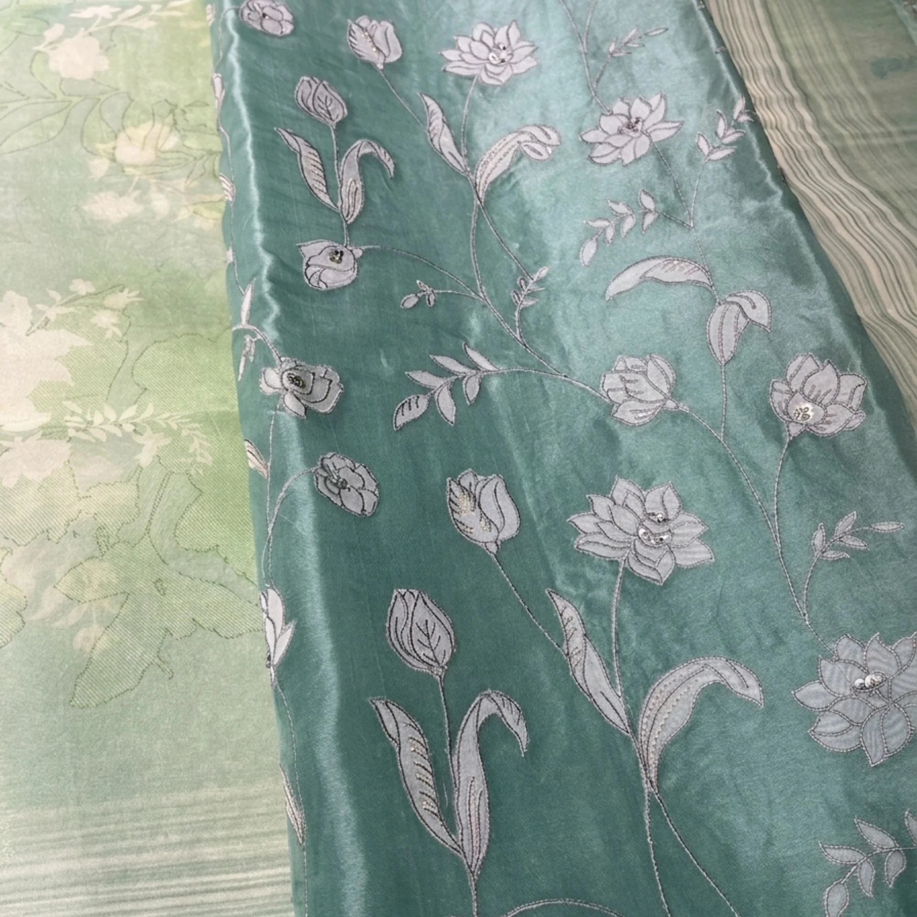 Pure organza unstitched suit for women
