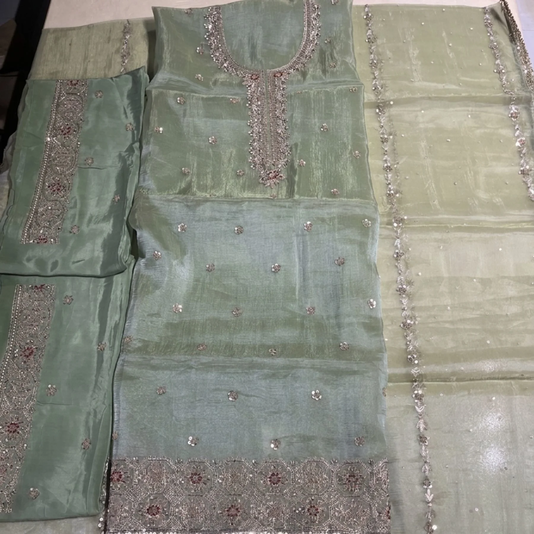 Organza unstitched suit for women