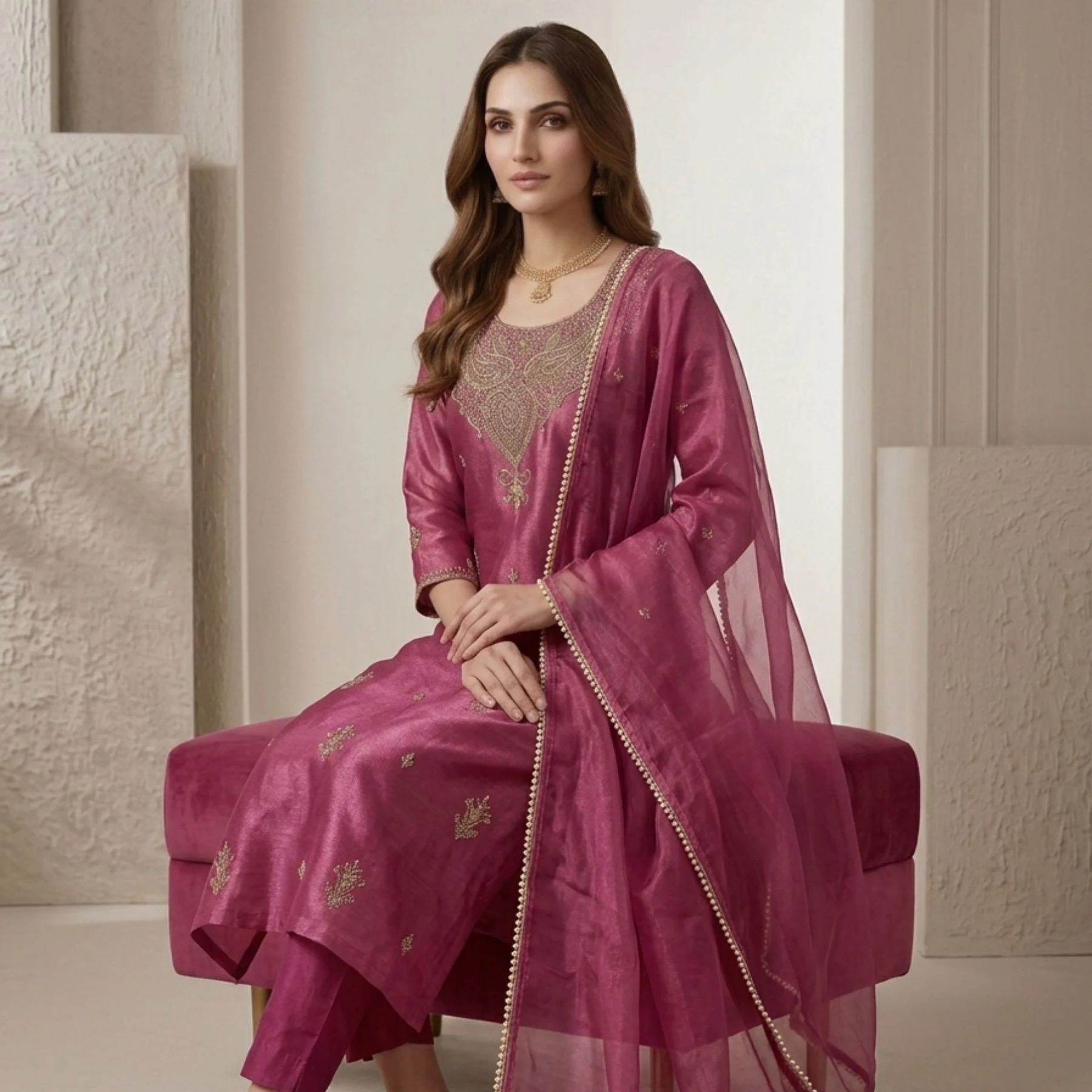 Glass tissue unstitched suit for women