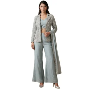 Women’s organza pearl work co-ord set with dupatta