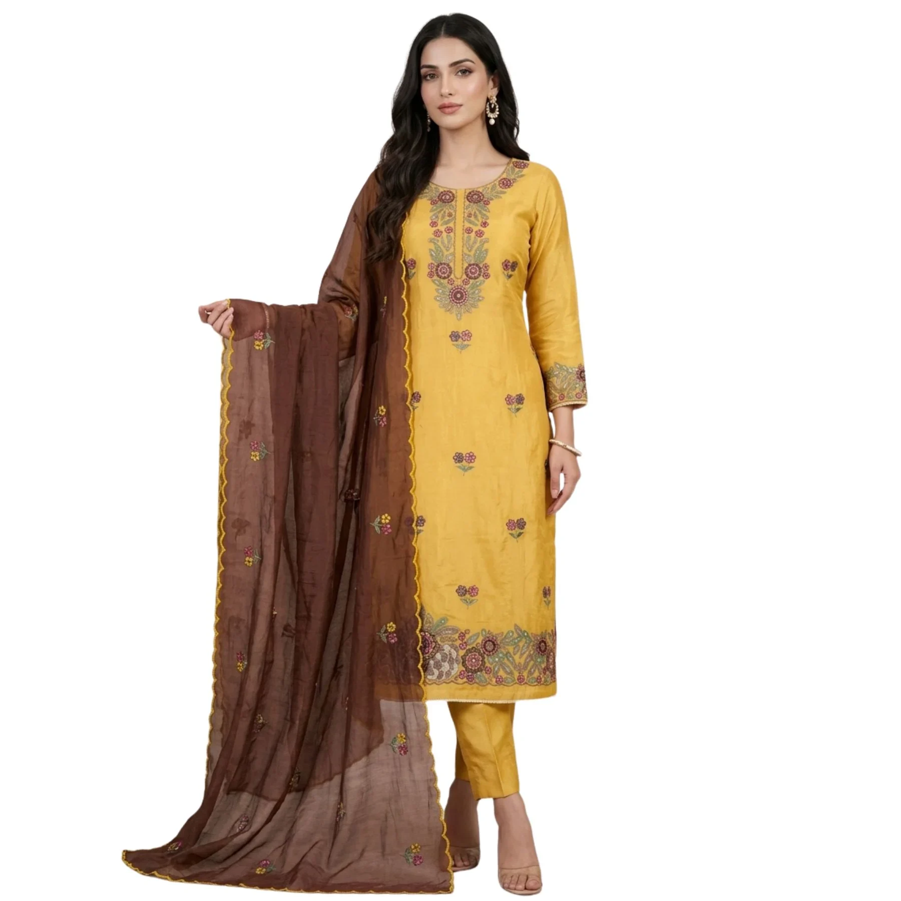 Organza unstitched suit for women