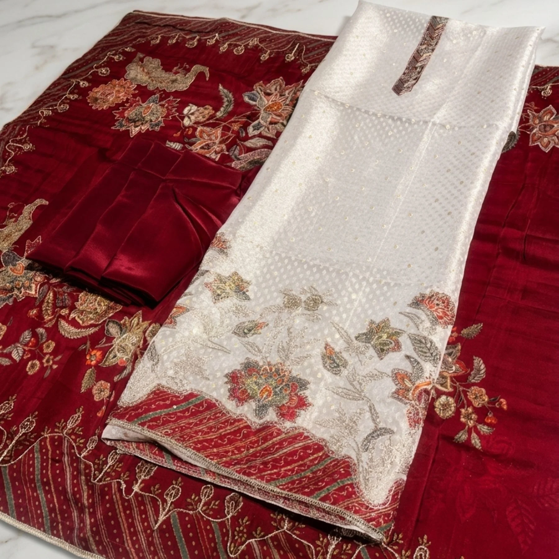 Basket fabric unstitched suit for women