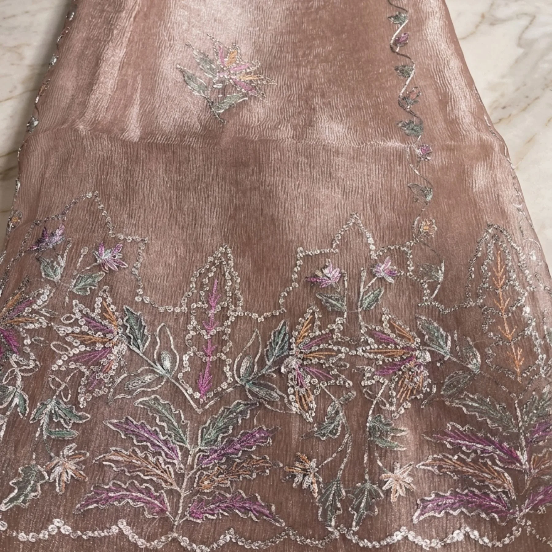 Crush fabric unstitched suit for women