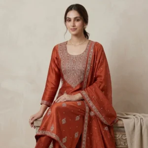 Khadi silk unstitched suit for women