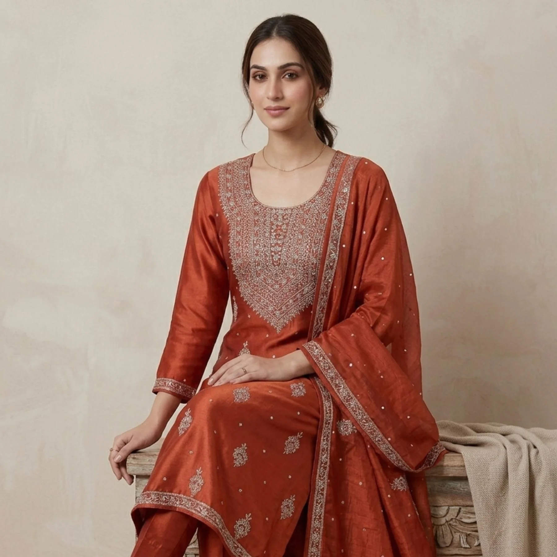 Khadi silk unstitched suit for women