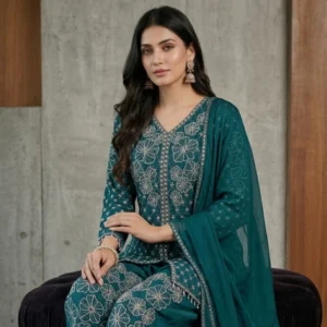 Women’s crepe pearl work co-ord set with dupatta