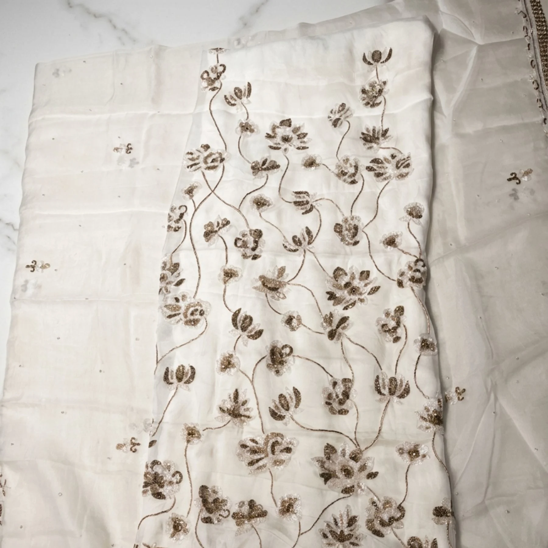 White organza unstitched suit for women