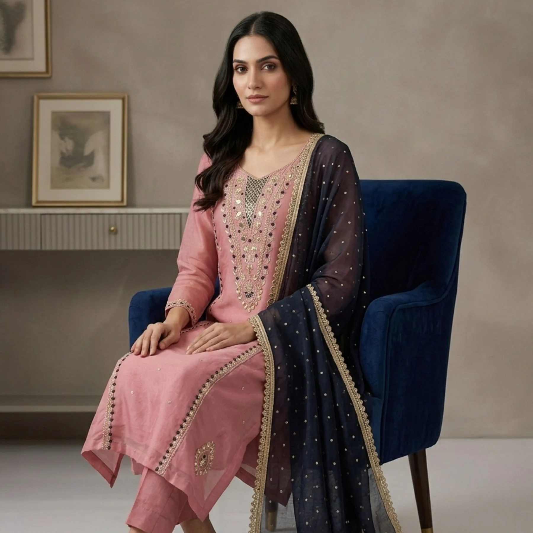 Georgette unstitched suit for women