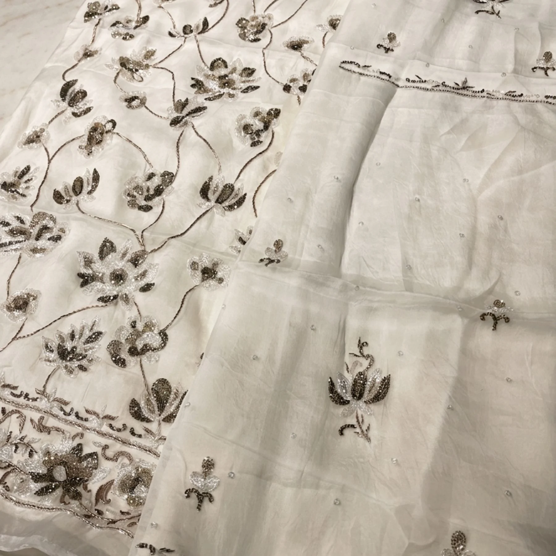 White organza unstitched suit for women