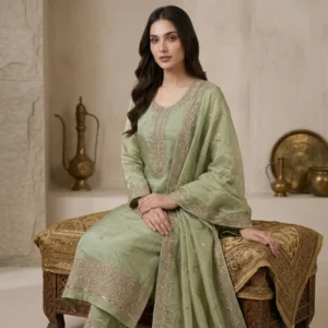 Organza unstitched suit for women