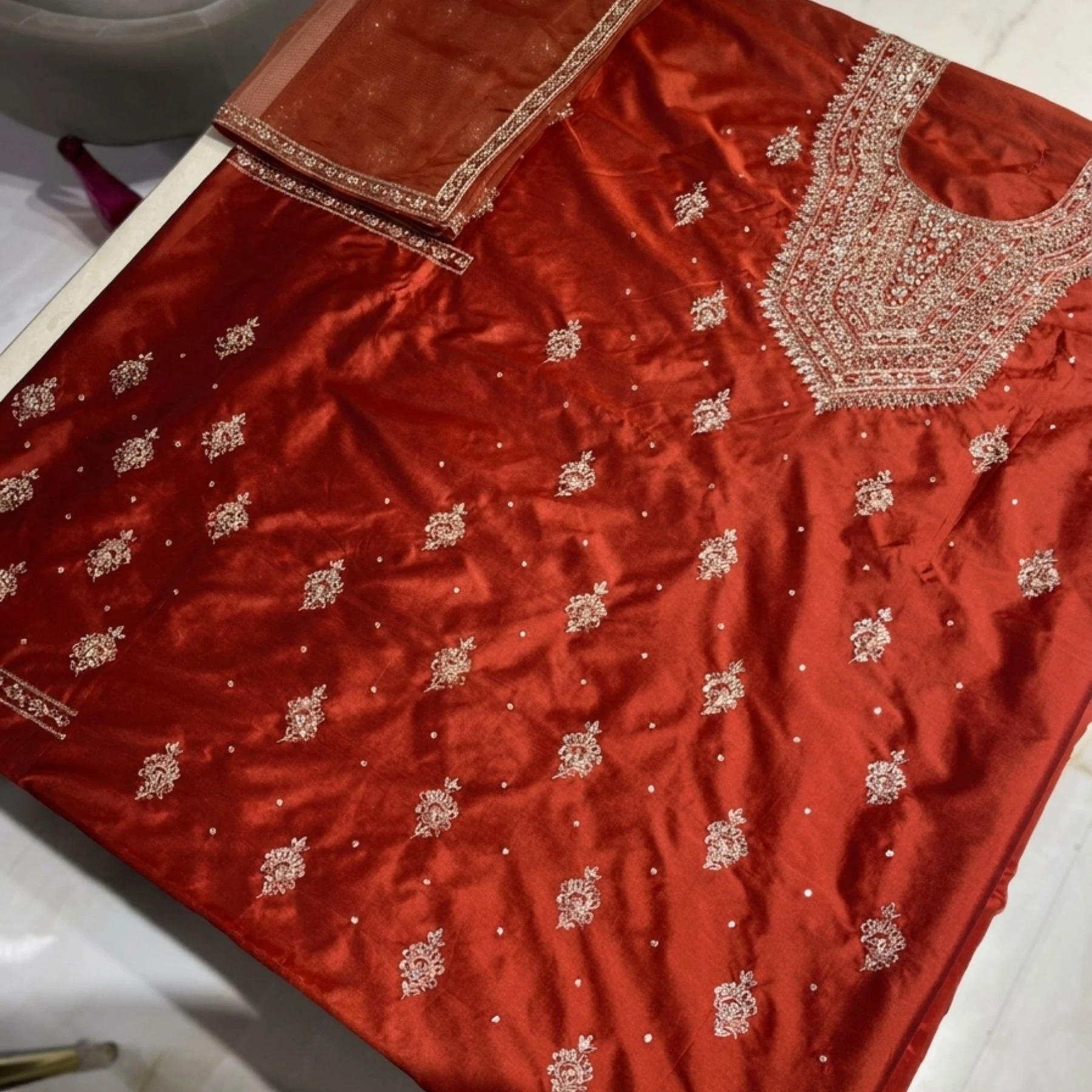 Khadi silk unstitched suit for women