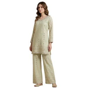 Women’s Khadi Chanderi Lakhnavi co-ord set